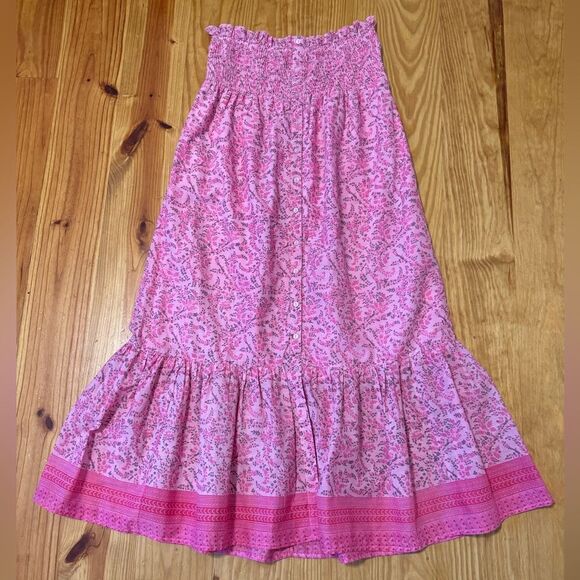 LOLA AUSTRALIA Pink Floral Smocked Sleeveless Midi Dress Women’s Size MED - Picture 3 of 12